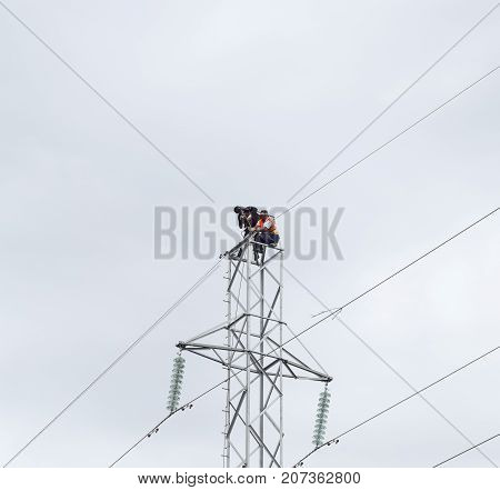Assembly And Installation Of New Support Of A Power Line