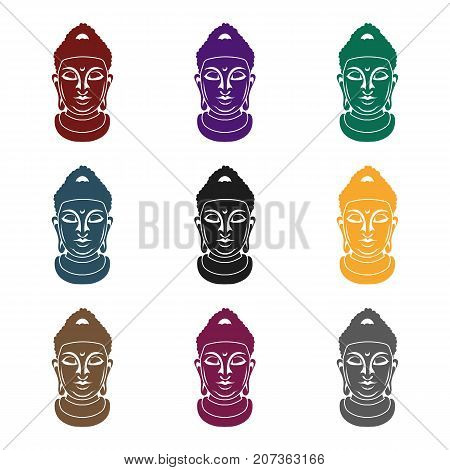 Buddha icon in black style isolated on white background. Religion symbol vector illustration.