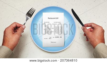 The bill on empty plate for visitor at restaurant