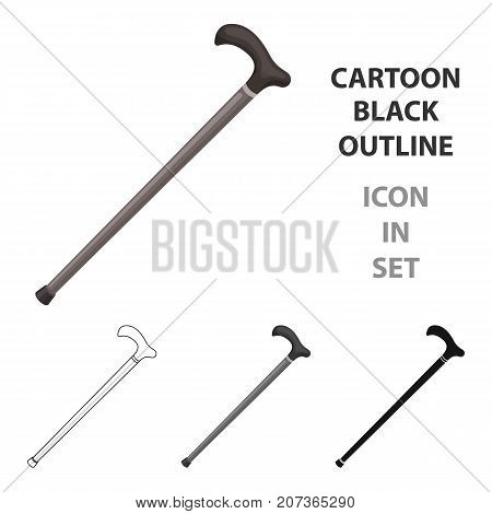 Cane for walking.Old age single icon in cartoon style vector symbol stock illustration .