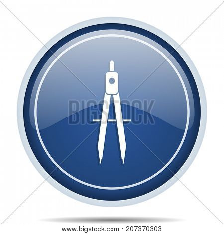 Learning blue round web icon. Circle isolated internet button for webdesign and smartphone applications.