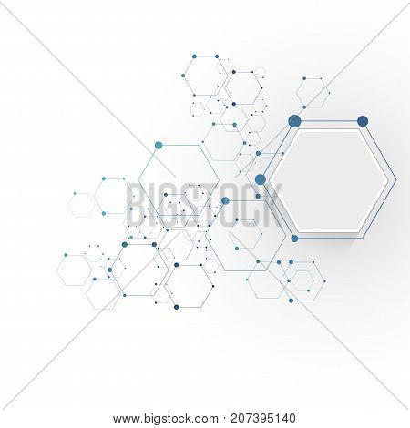 Abstract molecular hexagon connection structure. Science background.