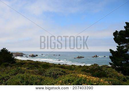Beautiful Seascape Along The Pacific Coast, California, Usa