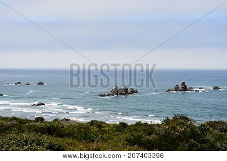 Beautiful Seascape Along The Pacific Coast, California, Usa