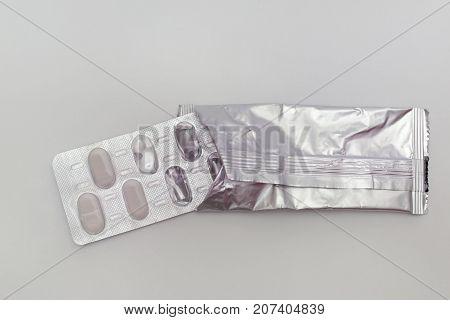 Half-empty Pills Plate In The Aluminium Slipcover