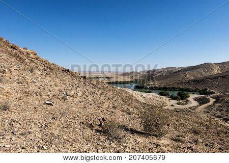 Lake in the Yeruham Park (Negev desert, Israel)