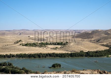 Lake in the Yeruham Park (Negev desert, Israel)