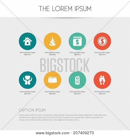 Set Of 8 Editable Relatives Icons. Includes Symbols Such As Greenback, Fir, Money Case And More