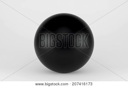 Black shpere pearl isolated on white background. 3 d rendering