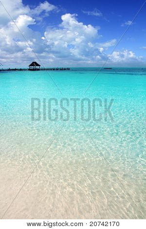 Caribien tropisk strand hytte pier Contoy ø Mexico