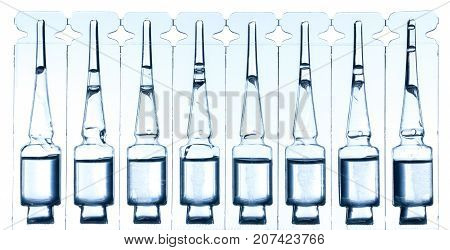 ampoules with a liquid for injection isolated on white