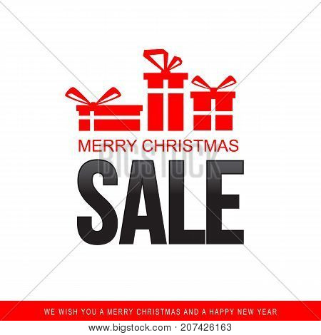 Christmas sale design template. Vector illustration, flat modern design.