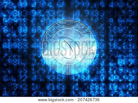 Digital Data Figures And Cryptocurrency Hologram