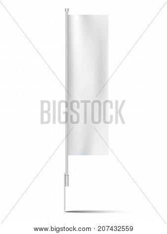 advertising white flag with steel chrome ground spike