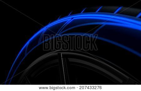 Tire Luminous Tread And Dark Background