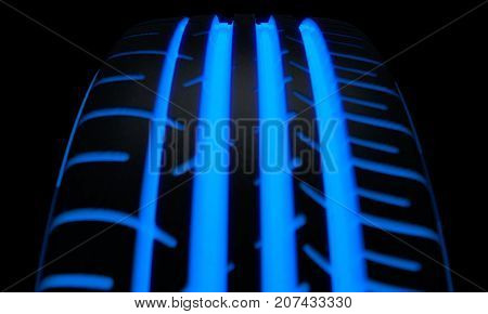 Tire Luminous Tread And Dark Background