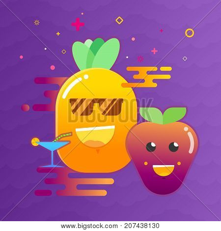 Happy fruits party. Vector fruits have a fun