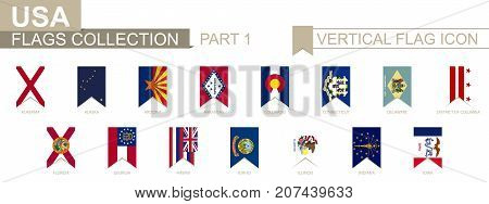 Vertical Flag Icon Of U.s. States