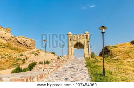 Entrance of Hisor Fortress in Tajikistan, Central Asia