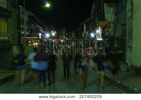 LampangThailand - August 27 2017. kad kong ta walking street at night.