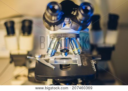 Optical Microscope With Four Different Objective Lenses