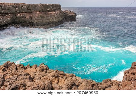 Buracona, beauty blue water in Salt Island Cape Verde