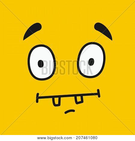 Cartoon face. Emoticon wink design. Emoticon  face on yellow background. Vector stock.