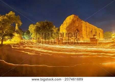 In the evening of the important day of buddhism. Buddhist will join the Candle Light procession around the sanctuary which Thai people can call 