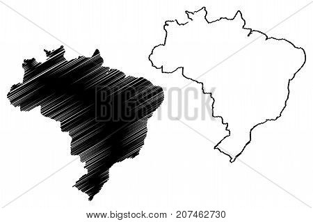 Brazil map vector illustration , scribble sketch Brazilia