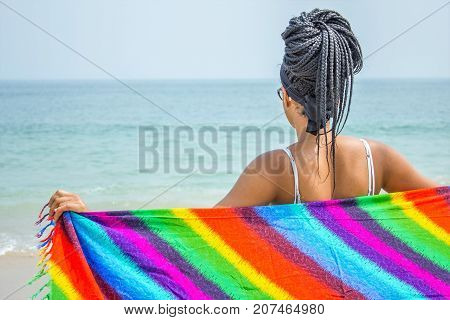 Young girl at the beach in Luanda City