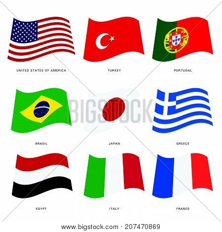flags of countries colored set art illustration