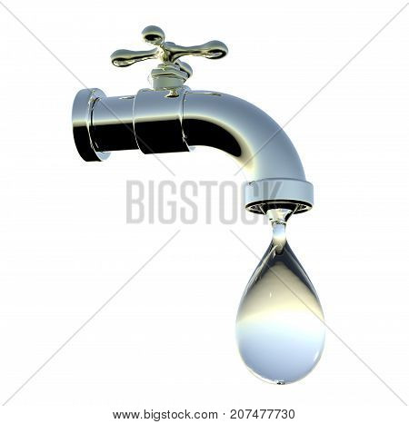 Safety of drinking water concept, 3D illustration showing tap with water