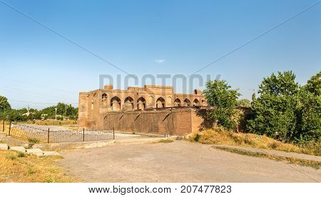 View of Madrasa Kuhna near Hisor Fortress in Tajikistan, Central Asia