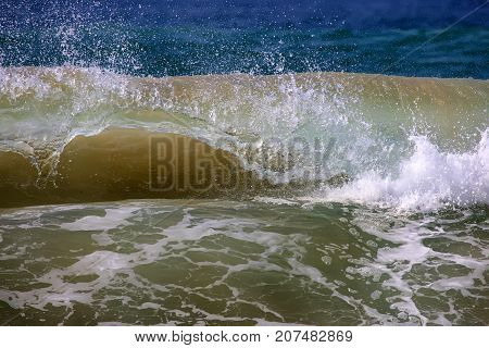 Powerful wave and surf on the coast of the ocean