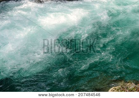 Nature autumn landscape. Water surface. Waterfall at Soteska Vintgar Slovenia. The Vintgar Gorge or Bled Gorge.
