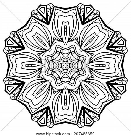 Flower Mandala. Vintage decorative elements. Oriental pattern, vector illustration. Coloring book page. Islam, Arabic, Indian, moroccan spain turkish mystic ottoman motifs