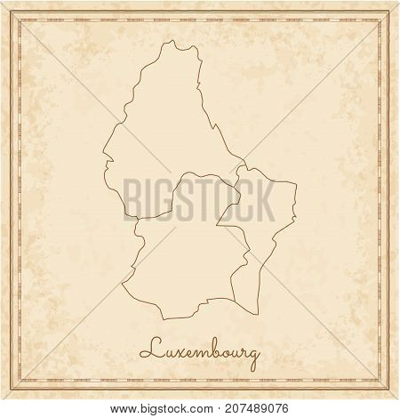 Luxembourg Region Map: Stilyzed Old Pirate Parchment Imitation. Detailed Map Of Luxembourg Regions.