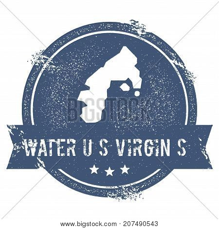 Water Island, U.s. Virgin Islands Logo Sign. Travel Rubber Stamp With The Name And Map Of Island, Ve