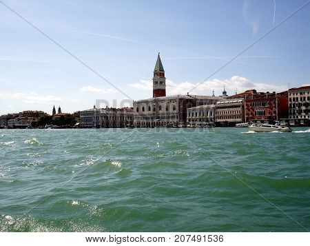 Italy Venice view of the palaces when driving on the Grand canal