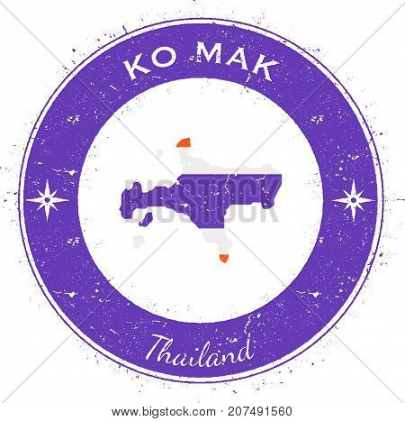 Ko Mak Circular Patriotic Badge. Grunge Rubber Stamp With Island Flag, Map And Name Written Along Ci