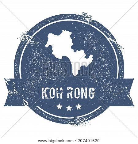 Koh Rong Logo Sign. Travel Rubber Stamp With The Name And Map Of Island, Vector Illustration. Can Be