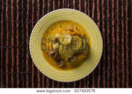 Brazilian Meal. Dried Meat With Maxixe. Maxixada