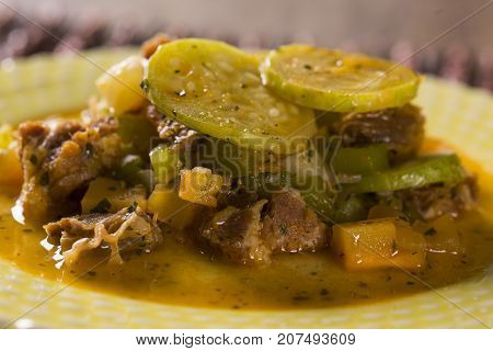 Brazilian meal. Dried meat with maxixe. Maxixada