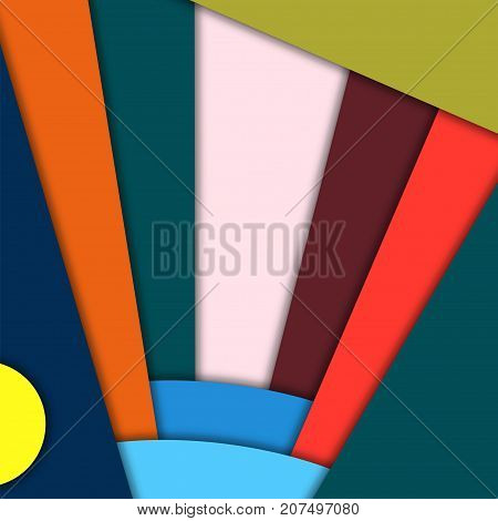 Material design vector abstract background illustration with different levels surfaces and circles. Space for test of your flyer or certificate.