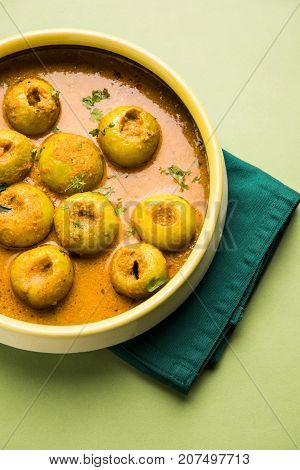 "Dhensa chi bhaji" in Marathi language popularly known as  Tinda masala in India or curry vegetable of Indian squash, selective focus
