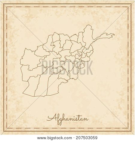 Afghanistan Region Map: Stilyzed Old Pirate Parchment Imitation. Detailed Map Of Afghanistan Regions