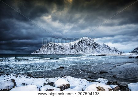 Winter Beach. Brunstranda in Flakstad shot in December.