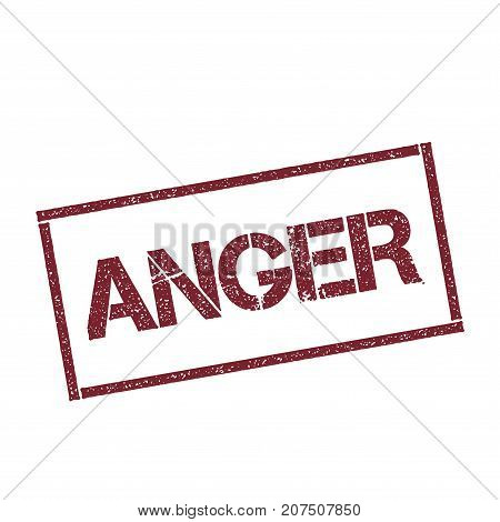 Anger Rectangular Stamp. Textured Red Seal With Text Isolated On White Background, Vector Illustrati