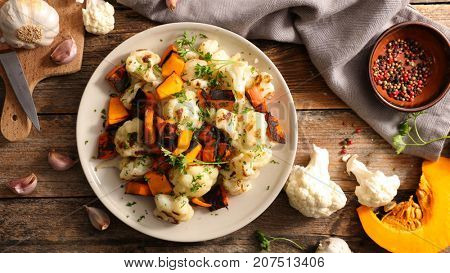 grilled cauliflower and potimarron