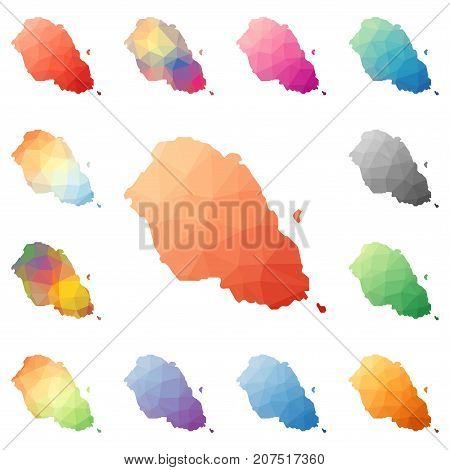 Graciosa Geometric Polygonal, Mosaic Style Island Maps Collection. Bright Abstract Tessellation, Low